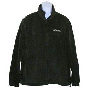 COLUMBIA Fleece Jacket, XL, Black, 2 Pockets, Zipper front, long sleeves, LOGO